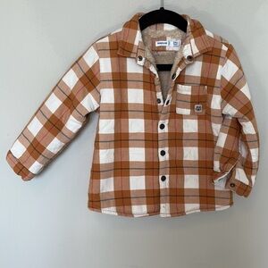 Mayoral Toddler Eco Plush Faux Fur Lined Shacket, Pumpkin Plaid